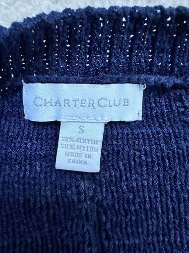 Charter Club Navy Blue Cardigan Gold Button Size S - Picture 8 of 8