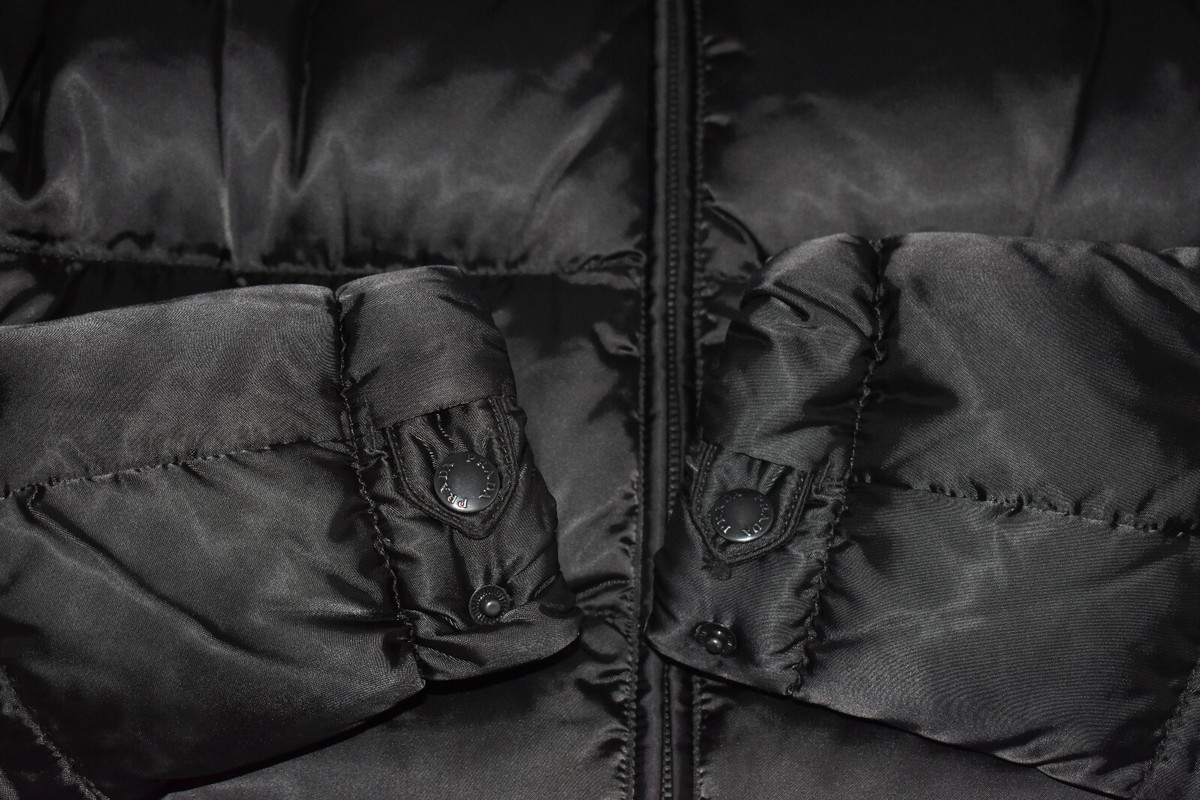 Prada Dark Brown Black Down Quilted Jacket Coat Fur Hood Prada Dark Brown Black Down Quilted Jacket Coat Fur Hood