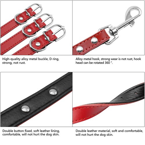 Custom Engraved Dog Collar & Leash Set Leather Personalized ID Name Dog Collar - Picture 3 of 16