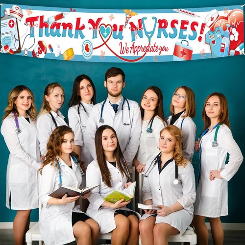 Happy National 2024 Nurses Day Banner Large Thank You Nurse Banner for Nursin... - Picture 8 of 8