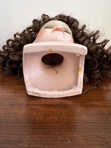 VTG Porcelain Doll Head Parts Repair For 20” Doll Auburn Curls Brown Eyes - Picture 10 of 11