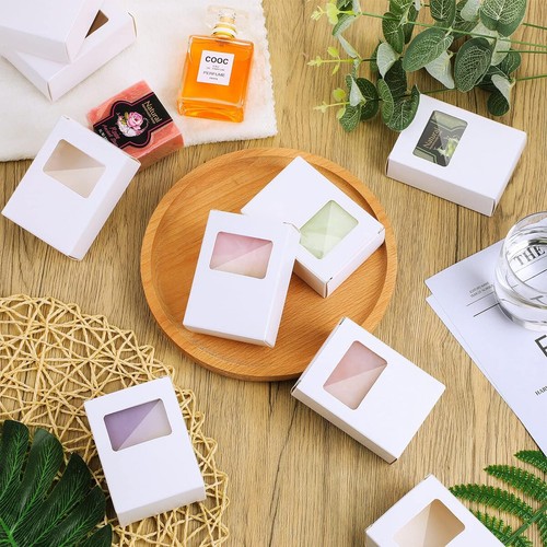 50PCS Kraft Paper Soap Boxes Window Rectangular Packaging for Natural Soap Bars - Picture 16 of 29