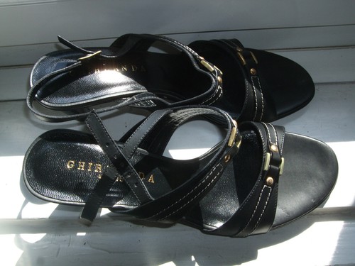 Nuovo sandalo donna tacco Ghirlanda Milano nero vera pelle cuoio 39 cinturino - Foto 4 di 15