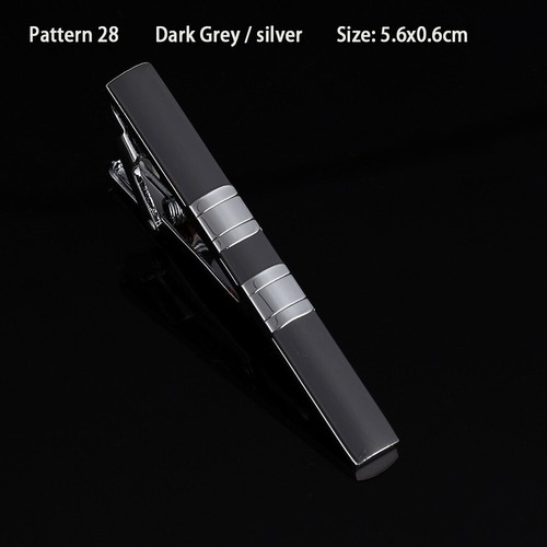 Mens New 5~6cm Clip Stainless Steel Shirt Tie Pin Bar Clasp Wedding Silver Black - Picture 42 of 66
