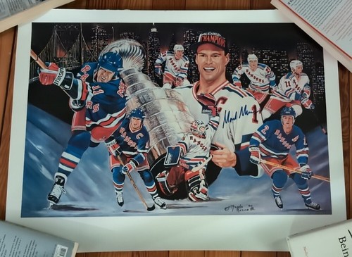 Mark Messier Signed Autographed Poster New York Rangers NYR Angelo Marino 1995 - Picture 1 of 3