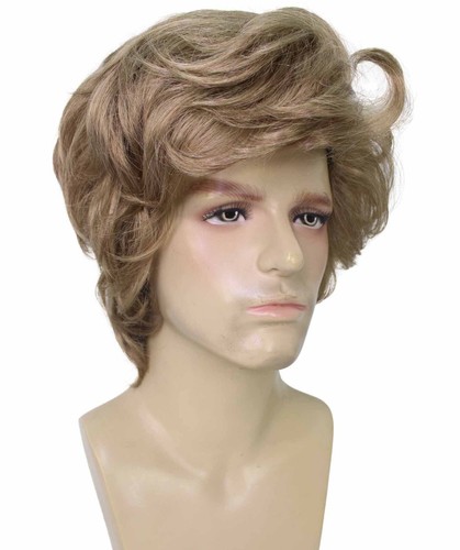 Peluca ondulada HPO para hombre adulto marrón años 80 WHAM Michael George estrella del pop - Imagen 7 de 10