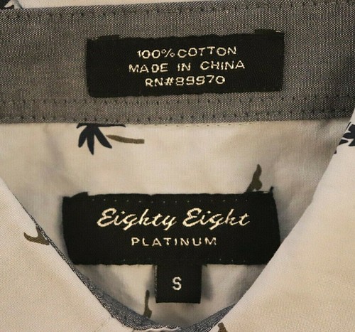 Eighty Eight Platinum Button Shirt S Small Blue Beach Summer Vacation 100% Cotto - Picture 4 of 5