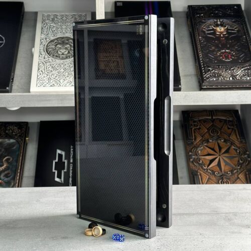 Tempered Glass Backgammon Set Lion Design, Game Board, Dice Game, Gift for Him - Picture 3 of 9