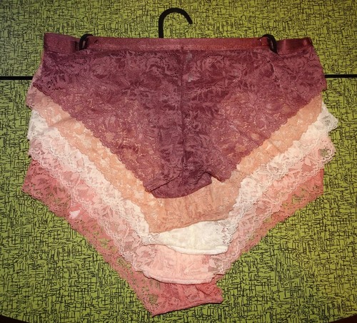 Marilyn Monroe Sheer Lace Cheeky Pantie Set of 5 size XL white nude purple retro - Picture 4 of 9