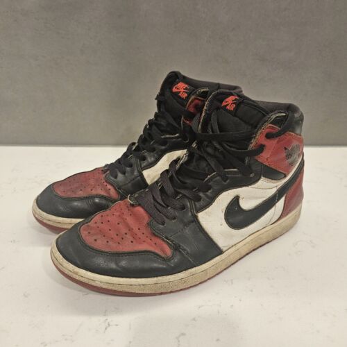 NIKE AIR JORDAN 1 RETRO I HIGH OG BRED TOE RED BLACK CHICAGO 555088-610 US 12