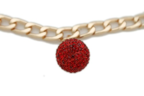 Women Gold Boot Anklet Chain Strap Bracelet Red Ball Shoe Charm Bling Ornament - Picture 11 of 12