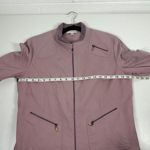 Chaqueta Blazer St. John Sport Estilo Pana Cremallera Completa Talla Grande Rubor Rosa Púrpura - Imagen 13 de 14