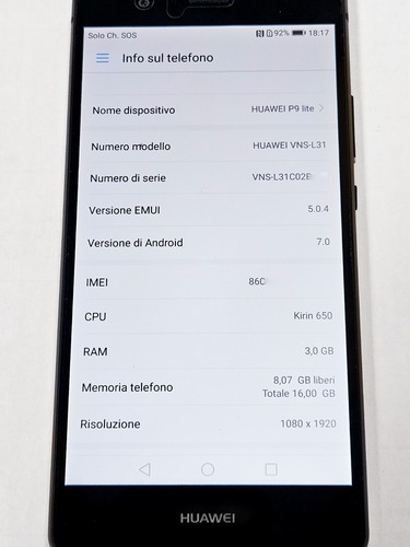 Telefono Huawei P9 lite - 16 GB - 3GB RAM Nero CONFEZIONE ORIGINALE No Samsung - Foto 10 di 10