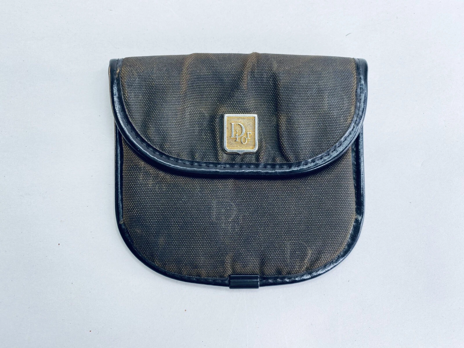 Toile monogramme marron Christian Dior avec garniture en cuir petite pièce sac à main portefeuille