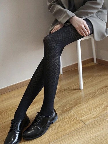 Retro Rauten Karo dunkle Fransen Damen Strumpfhose, britischer Stil sexy 3D Muster - Bild 7 von 25