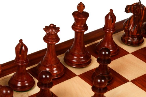 Combo of Fierce Knight Chess Pieces in Bud Rosewood & Boxwood with Chess Board - Picture 8 of 12