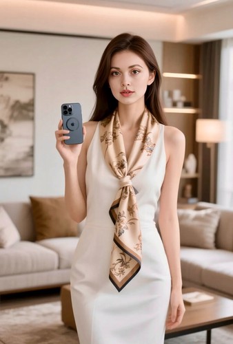 Foulard en soie étole femme foulard en soie foulard 90 x 90 cm blanc noir foulard - Photo 4 sur 76