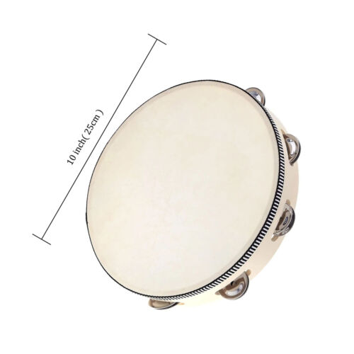 10" Tamburin Holz Hand Tamborin Trommel Rund Percussion für Kirche D3R5 - Bild 5 von 12