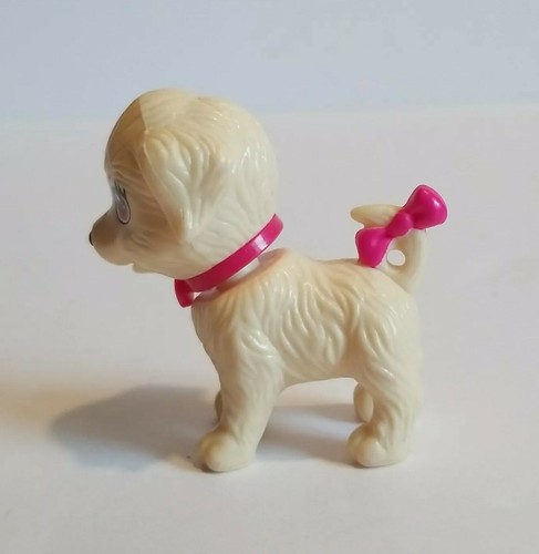 Barbie HAUSTIER BLOND HELLBRAUN CREME WELPE Hund ROSA SCHLEIFE & HALSBAND Wackelkopf - Bild 3 von 10