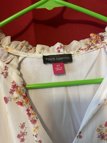 NEW Vince Camuto Tiered Floral Mini Dress Sz XS Babydoll Boho Lined Cottagecore - Picture 2 of 9