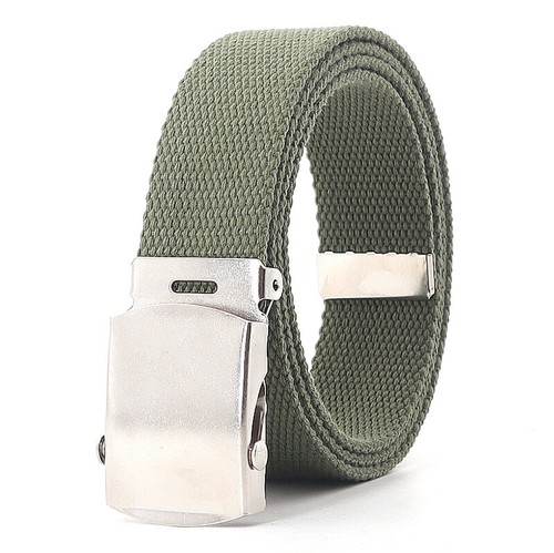 Unisex Fully Adjustable Canvas Web Belt with Silver Flip Top Buckle 44/54'' Long - Foto 8 di 27