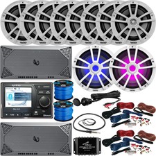Infinity Prv515 Radio, 8x 6.5" White Speaker, 2x 10" Sub, 2x Amp + Accessories