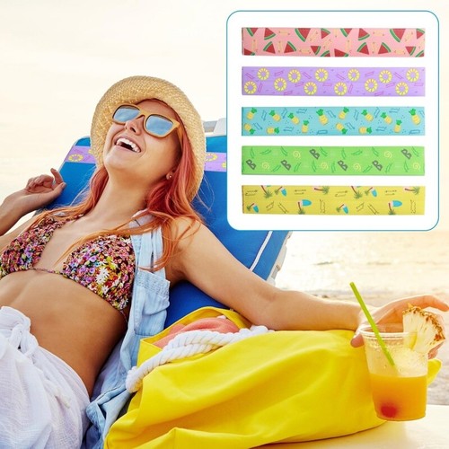 5PCS Sunbed Strap Towel Bands Beach Towel Holder Sun Lounger Elastic Puttee - Picture 3 of 11