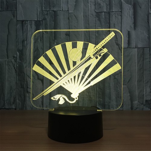 Fan 3D Night Light 7 Colors Change Touch LED Lamp Kids Bedroom Decor - Picture 3 of 8