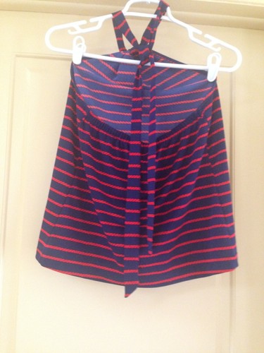 Ann Taylor Navy and Red Striped Halter top, Size Small - Bild 3 von 4