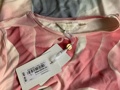 Ted Baker Porcelain Rose floral print jersey T-shirt top size 2 UK 10 US 6 - Picture 3 of 6
