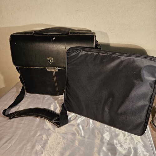 A4 SACOCHE MALETTE EN CUIR NOIR LAMBORGHINI X ASUS / ETUI ORDINATEUR PORTABLE - Photo 8/13