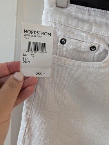 ASKK NY Women's High Waist Wide Leg Jeans Size 25 Ivory White MSRP $255 - Picture 6 of 9