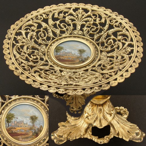 Antique Grand Tour Souvenir Card or Cake Tray: Eglomise Balmoral Castle Painting