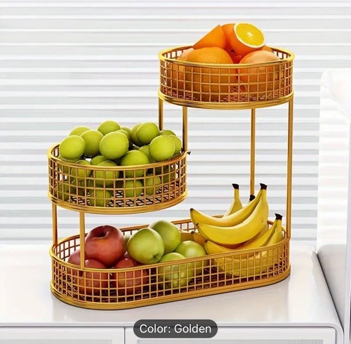 3 tier metal fruit basket,Multi layer organiser for fruits , snacks & more - Picture 2 of 5