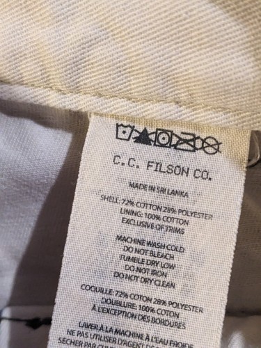 C.C. FILSON Thick Cotton MARSH OLIVE GREEN PANTS 32×29 - Picture 6 of 6