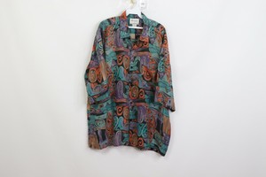 Vintage-90s-Fresh-Prince-Mens-XL-All-Over-Abstract-Print-Silk-Short-Sleeve-Shirt