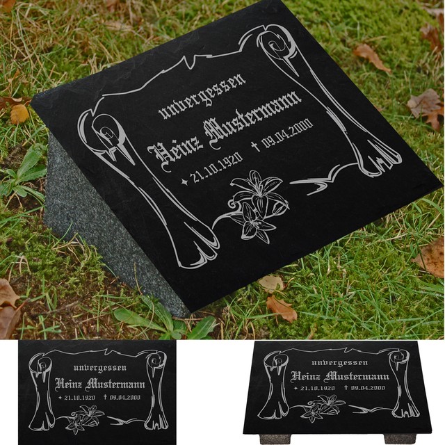 Grabstein Grabtafel Grabmal 40x25 cm + Granit Stütze ►Wunschgravur◄ Rahmen-01 Grabstein Grabtafel Grabmal 40x25 cm + Granit Stütze ►Wunschgravur◄ Rahmen-01