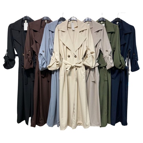 Ladies Plain Lightweight Trench Jacket Button Up Smart Casual Coat Size 8-16 - Picture 6 of 8