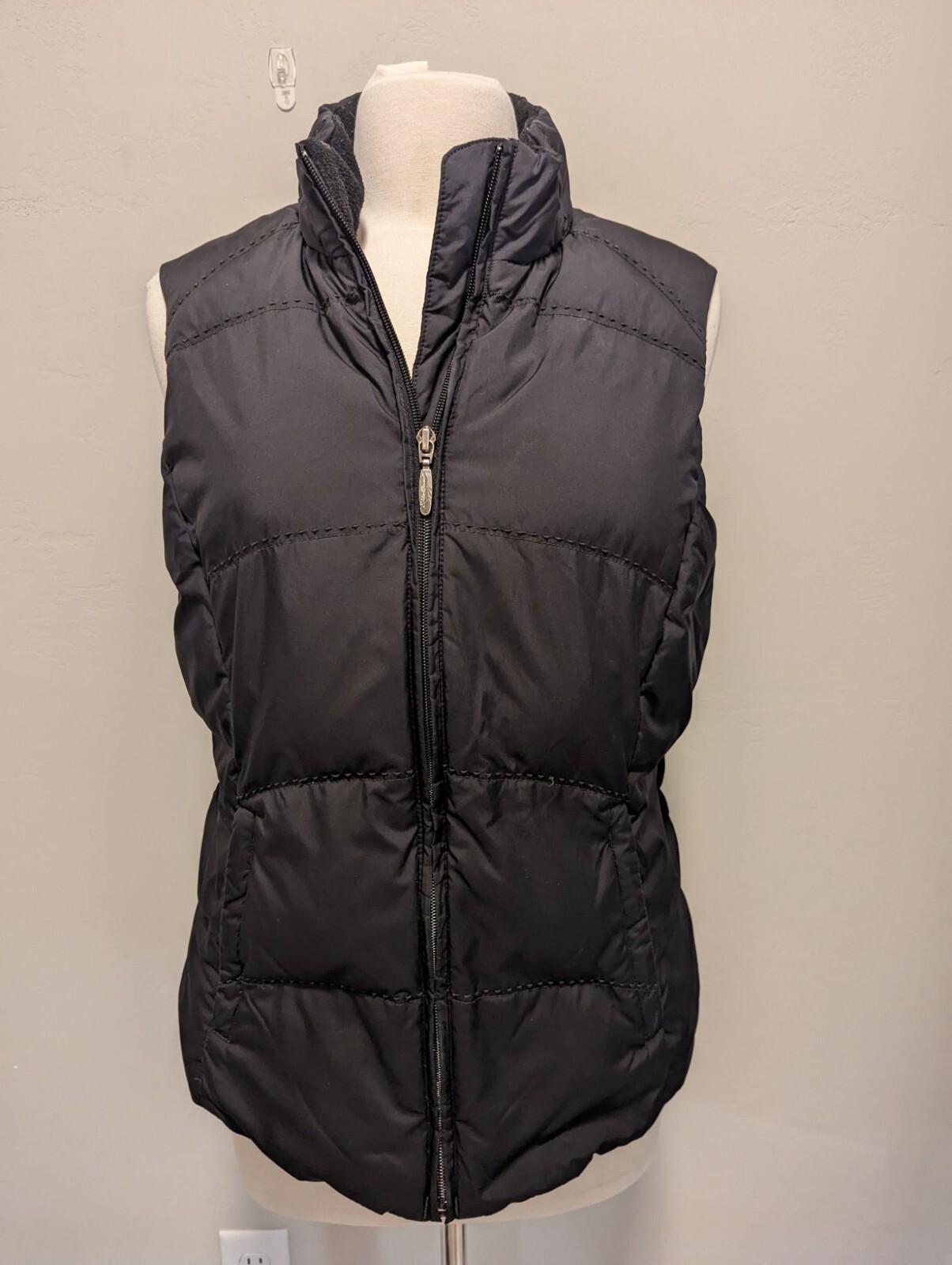 Eddie Bauer Premium Goose Down Quilted Puffer Vest Black Medium