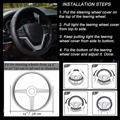 Microfiber Leather Steering Wheel Cover Universal 15 inchWine Red - Picture 3 of 3