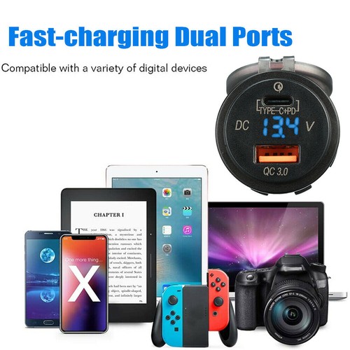 12V 24V Dual USB QC 3.0 PD Typ C Szybka ładowarka samochodowa Gniazdo Adapter Gniazdo zasilania - Zdjęcie 7 z 18