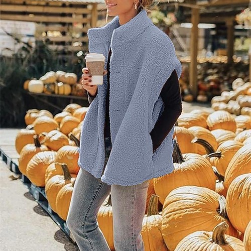 Chaleco sin mangas de cordero polar abrigo mujer informal chaqueta con botones chaleco cálido - Imagen 3 de 46