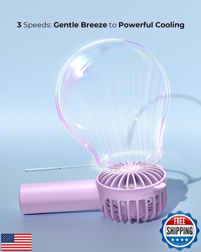 Mini Portable Fan With 3 Speeds, 2000mAh Battery USB-C Rechargeable, Quiet Op - Picture 4 of 5