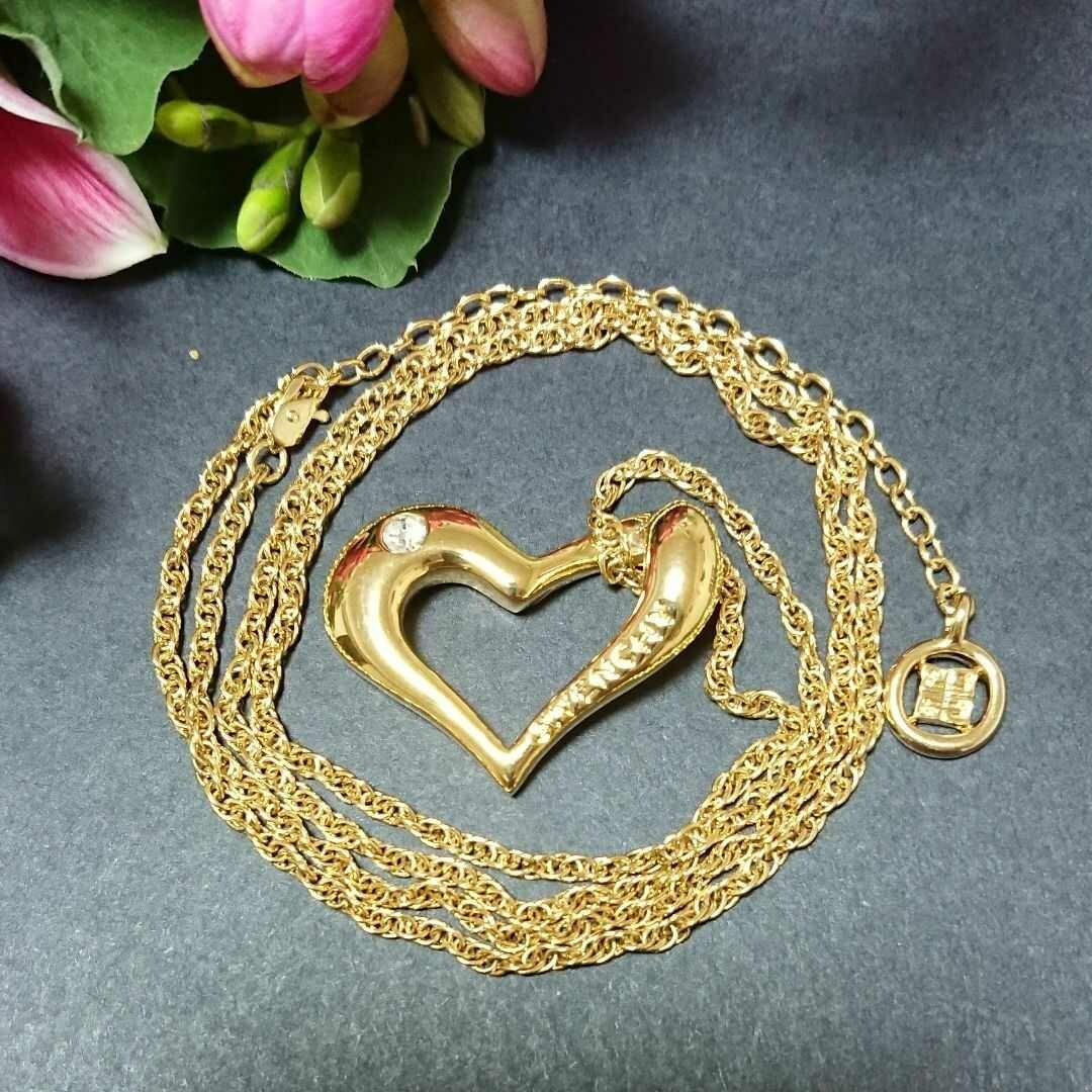 GIVENCHY Necklace Chain AUTH Vintage Rare Logo Gold Heart Pendant