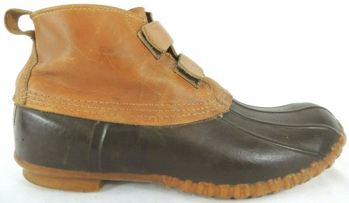 Stivali LL Bean 12 M pelle marrone anatra 6" facili da caccia Maine vintage - Foto 2 di 12