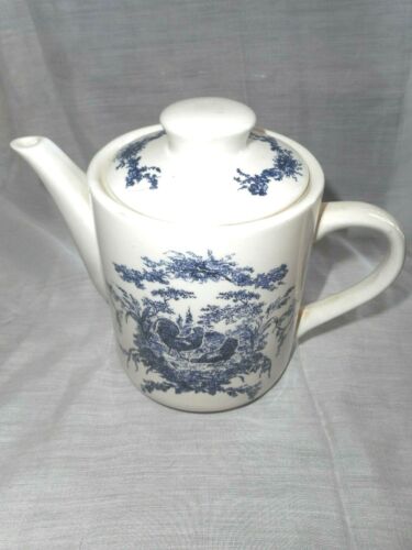 California Pantry Classic Ceramics Teapot Cobalt Blue White Rooster Chicken 2002 - Picture 3 of 12