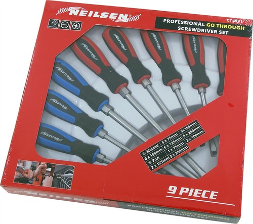 9-teiliges professionelles Pozi Flachschlitz-Schraubendreher-Set mit magnetischer Spitze - Bild 2 von 2