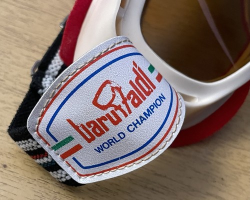 Correa a rayas vintage Baruffaldi Googles campeón del mundo Italia blanca roja - Imagen 6 de 24