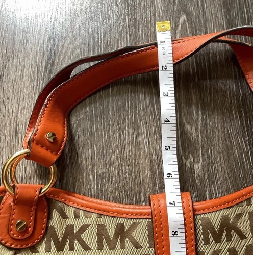 Vintage Michael Kors Signature Brown & Orange Leather Straped Shoulder bag Y2K - Picture 7 of 13