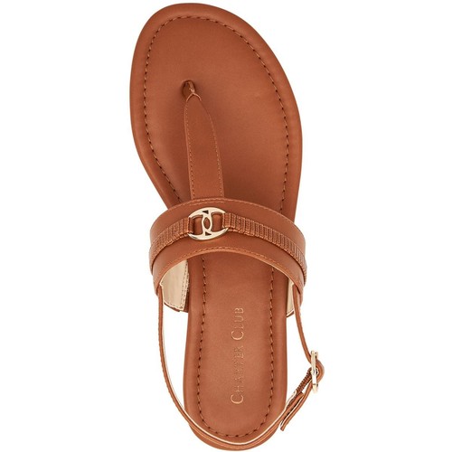 Charter Club Womens Onelle Tan T-Strap Sandals Shoes 6.5 Medium (B,M) BHFO 6580 - Picture 3 of 3